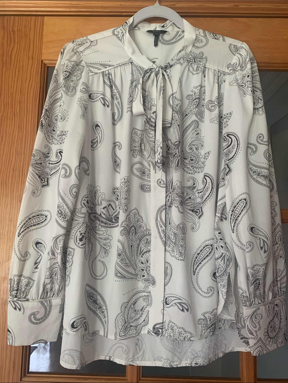 Buffalo David Bitton Paisley Tie-Neck Blouse with Bow, Sz L